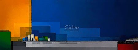 Maria Megens, Kasba (Abstrakt,Architektur, Häuser, Rechtecke, Farbfelder, Wohnzimmer, Büro, Arztpraxis, bunt)