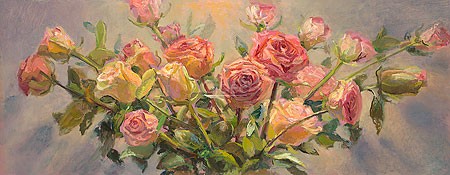 Keimpe van der Kooi, Roses (Rosen, Rosenstrauß, Blumen, Blüten, edel, Schlafzimmer, Wohnzimmer, Treppenhaus, Malerei, bunt)
