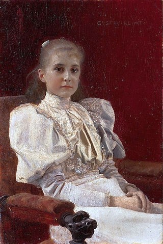 Gustav Klimt, Sitzendes junges Mädchen. Um 1894. (Klimt,Gustav,1862-1918,Wien,Museum Leopold,19. Jahrhundert,Jugendstil,gustav klimt,mädchen,porträt,kind,jugednlich,porträt,kleid,ernst,vornehm,bürgerlich,adoleszent)