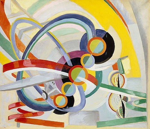 Robert Delaunay, Propeller und Rhythmus (Hélice et rythme). Um 1937 (Delaunay,Robert,1885-1941,Paris,Musée national d'Art moderne,Öl/Papier,20. Jahrhundert,Abstraktion,Collection Centre Pompidou,Delaunay, Robert,Farben,Schwung,Kreise,Rhythmus,Bewegung,heiter,Formen)