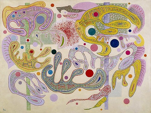 Wassily Kandinsky, Launische Formen (Formes capricieuses). 1937 (Klassische Moderne, Malerei, abstrakte Kunst,biomorphe Formen, abstrakte Muster, Linien, Kreise, organisch, verspielt, Wohnzimmer, Büro, Arztpraxis, Wunschgröße, bunt)