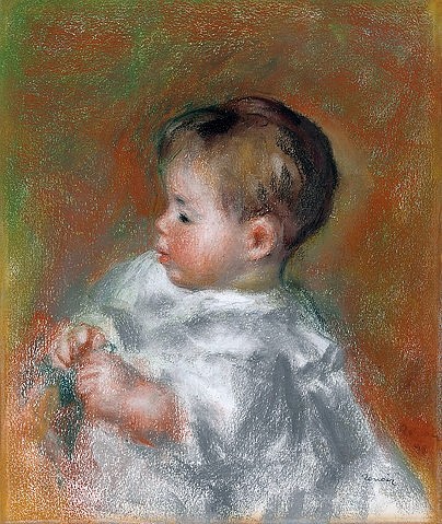 Pierre-Auguste Renoir, Marie-Louise Durand-Ruel. 1898 (Kind, Kinderbildnis, Kleinkind, Baby,  pausbäckig, Mädchen, Impressionismus, klassische Moderne, Wunschgröße, Wohnzimmer, Schlafzimmer, Malerei)