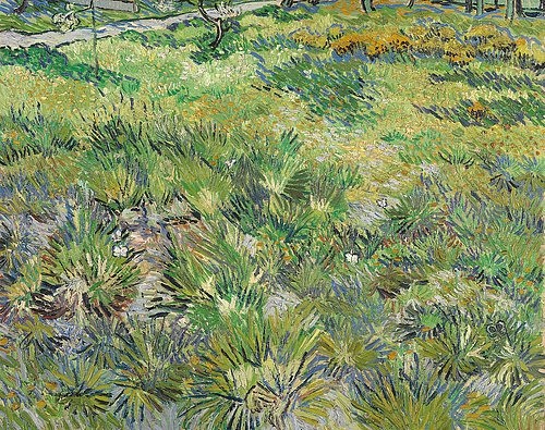 Vincent van Gogh, Langes Gras mit Schmetterlingen. 1890 (Post-Impressionismus,? Fine Art Images,Landschaft,19. Jahrhundert,Öl auf Leinwand,1853-1890,Gogh,Vincent van,London,National Gallery,Vincent van Gogh,Gras,Wiese,grün,Natur,Rasenstück,Schmetterling,Schmetterlinge,Vegetation)
