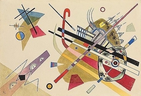 Bild mit Rahmen, Wassily Kandinsky, Ohne Titel. 1922, , Holz 34 mm schwarz, Folie (Wunschgröße, Klassische Moderne, Malerei, abstrakte Kunst, geometrische Formen, abstrakte Muster, Rechtecke, Kreise, Streifen, Dreieck, Balken, Linien, Bögen, Farbflächen, Wohnzimmer, Büro, Arztpraxis, bunt)