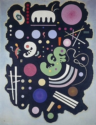 Wassily Kandinsky, Schwarzes Patchwork. / Noir Bigarre. 1935. (20. Jahrhundert,Öl auf Leinwand,Christie's Images Ltd,Kandinsky,Wassily,1866-1944,wassily kandinsky,abstrakte kunst, formen,organisch)