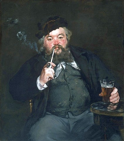 Édouard Manet, Das gute Bockbier. 1873 (Mann, Trinker, Bier, Bierglas, Pfeifenraucher,  Bierbauch,  Bar, Raucher, Bar, Kneipe, Impressionismus, Wohnzimmer, Klassiker, Wunschgröße,)