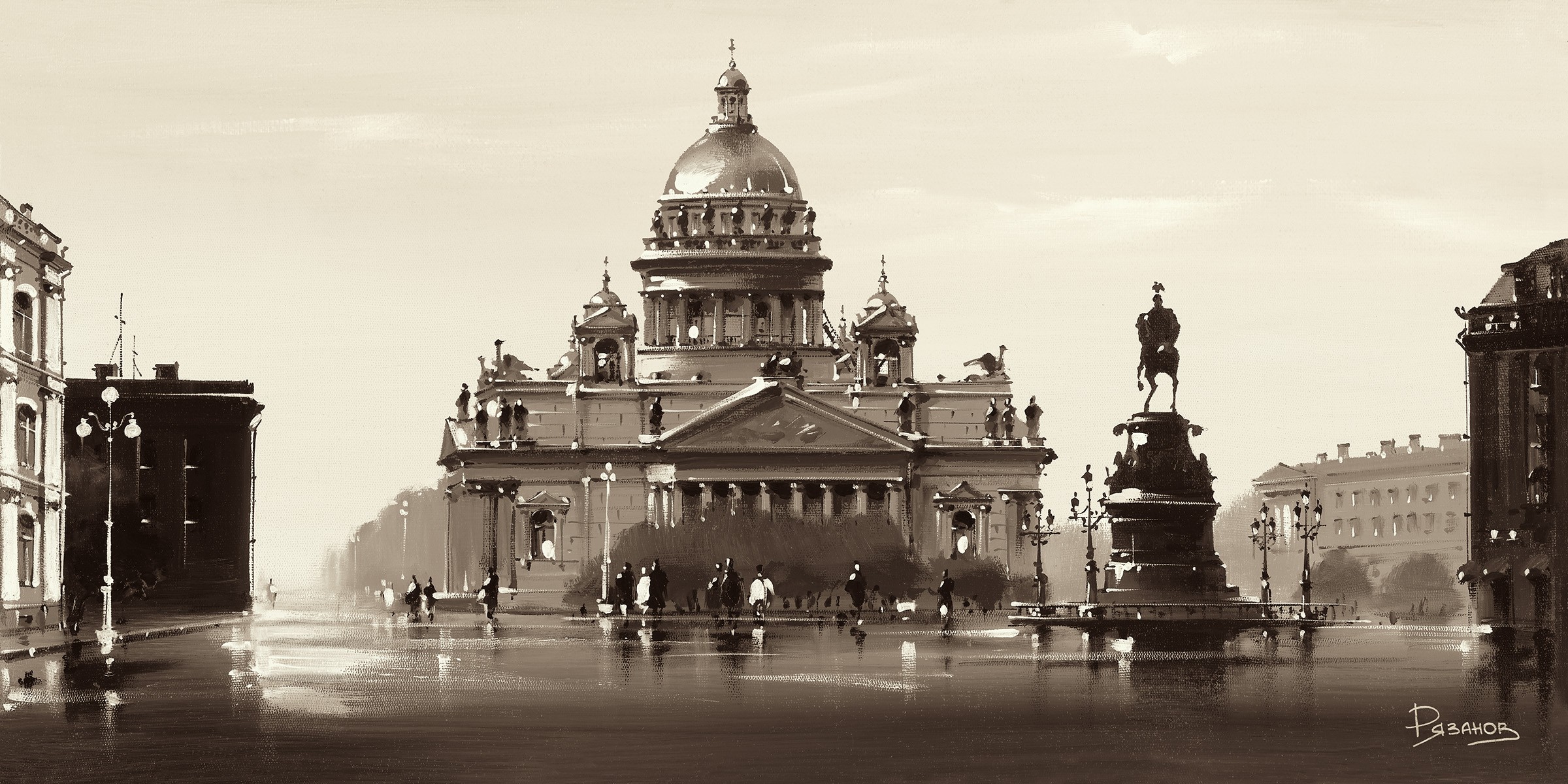 Ryazanov, ST. ISAAC CATHEDRAL, ST. PETERSBURG (Photografie, Fotokunst, Städte, Architektur, St. Petersburg, Kathedrale, Kuppelbau, Sakralbau,  Platz, Wohnzimmer, Büro, Wunschgröße, schwarz/weiß)