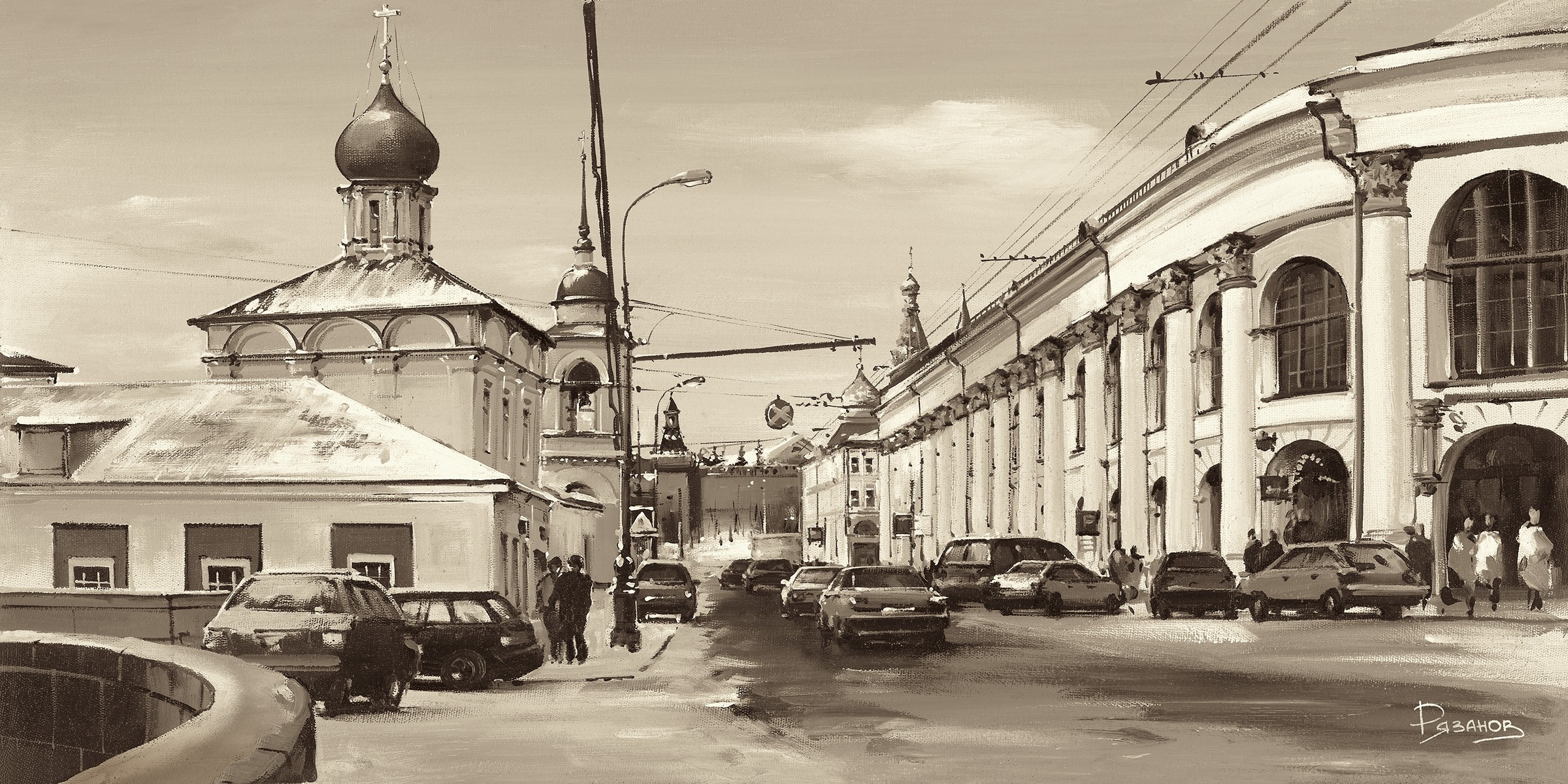 Ryazanov, WARWARKA STREET MOSCOW (Photografie, Fotokunst, Moskau,  Städte, Englischer Hof, Straße, Architektur, Gebäude, Wohnzimmer, Wunschgröße, schwarz/weiß)