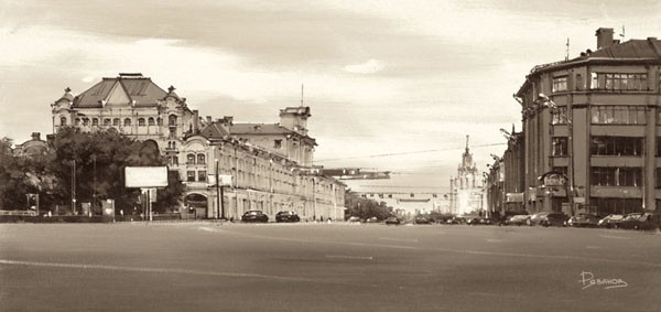 Ryazanov, LUBJANKA PLACE, MOSCOW (Photografie, Fotokunst, Moskau, Städte, Architektur, Gebäude, Platz, Wunschgröße, Wohnzimmer, schwarz/weiß)