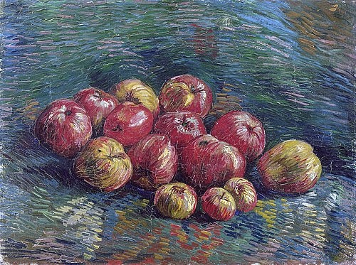 Vincent van Gogh, Äpfel. 1887 (Gogh,Vincent van,1853-1890,Amsterdam,Van Gogh - Museum,Öl auf Leinwand,19. Jahrhundert,Stillleben,Post-Impressionismus,Vincent van Gogh,Apfel,Äpfel,rot,Obst,gelb,Duktus)