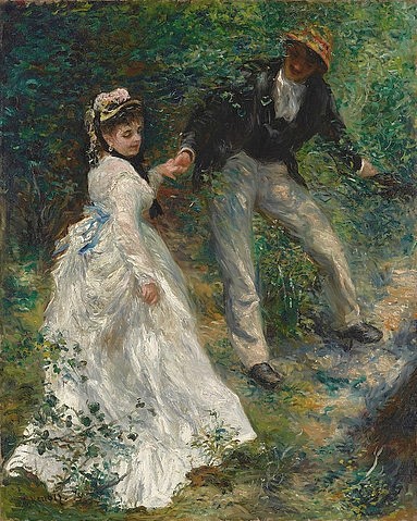 Pierre-Auguste Renoir, La Promenade. 1870 (Park, Spaziergang, Paar, Sommer, Impressionismus, klassische Moderne, Wunschgröße, Wohnzimmer, Malerei)