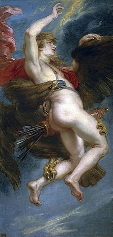 Peter Paul Rubens, Die Entführung des Ganymedes. 1636-38 (Madrid,Museo del Prado,Rubens,Peter Paul,1577-1640,Öl auf Leinwand,17. Jahrhundert,Barock,Peter Paul Rubens,Schnabel,Ganymed,Schönheit,Transformation,Adler,entführen,hochheben,Olymp,Ovid,Metamorphosen,Entführung,Pfeil,Pfeile,dramatisch,Flügel,Köcher,junge)