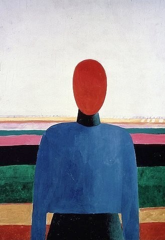 Kasimir Malewitsch, Weiblicher Torso. Ca. 1928-32. (Malerei, russische Avantgarde,  Frau, Oberkörper, figurativ, Konstruktivismus, geometrisch,  Klassische Moderne, Wunschgröße, Wohnzimmer, Treppenhaus, bunt)