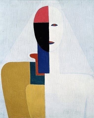 Kasimir Malewitsch, Weiblicher Torso. (Malerei, russische Avantgarde,  Frau, Oberkörper, figurativ, Konstruktivismus, Abstraktion,  Klassische Moderne, Wunschgröße, Wohnzimmer, Treppenhaus, bunt)