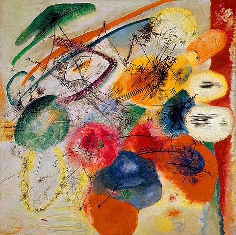 Wassily Kandinsky, Schwarze Linien.  Dezember 1913 (Kandinsky,Wassily,1866-1944,New York,S. Guggenheim-Museum,Öl auf Leinwand,Foto ?:  Bridgeman - ARTOTHEK,)