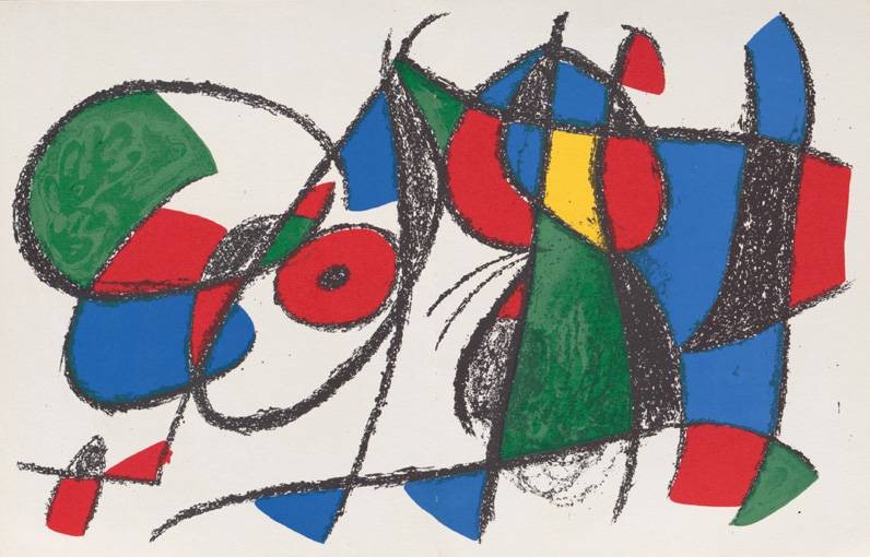Miro Joan Volume 2 Blatt 8 (Lithog.Buchauflage) (Surrealismus, Surreal, figurativ,  Muster, Ornamente,  Wohnzimmer, Treppenhaus, Büro, bunt, Klassische Moderne)