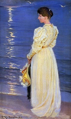 PEDER SEVERIN KROYER, Marie, die Frau des Künstlers. (Christie's Images Ltd,Kroyer,Peter Severin,1851-1909,? Christie's Images Ltd - ARTOTHEK,19. Jahrhundert, 20. Jahrhundert, Dänemark, dänisch, Frauen, Junge,Abend,Strände,Frauen,Gefühle,Kroyer, Peter Severin 1851-1909, Dame, Ehefrau, Mädchen, Ufer, Meer, Mö)