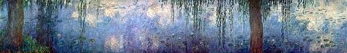 Claude Monet, Seerosen: Morgen mit Trauerweiden. Ca. 1915-1926. (Monet,Claude,1840-1926,Paris,Musée de l'Orangerie,19. Jahrhundert,Impressionismus,? Peter Willi - ARTOTHEK,französischer,Claude Monet,seerosen,französischer Impressionismus,Teich,See,Trauerweide,Baum,Wasserspiegelung,Spiegelung,Seerose,Himmel,nordwand,Ora)