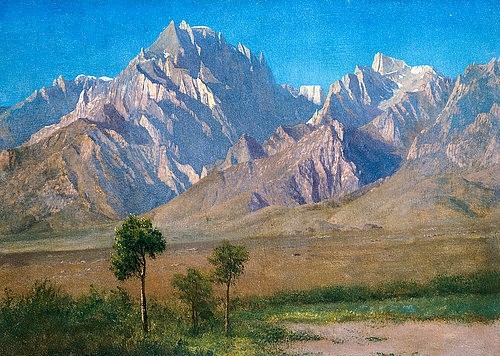 Albert Bierstadt, Camp Independence, Colorado. 1873 (Christie's Images Ltd,Bierstadt,Albert,1830-1902,Öl/Karton,19. Jahrhundert,Landschaft,1873,Albert Bierstadt,Amerika,USA,amerikanisch,Berge,Gebirge,Gebirgskette,Natur,blauer Himmel)