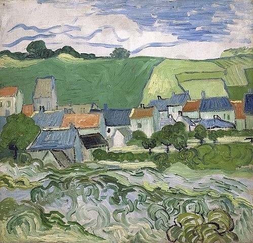 Vincent van Gogh, Blick auf Auvers. Auvers-sur-Oise, Mai - Juni 1890. (Öl auf Leinwand,Amsterdam,Van Gogh - Museum,Landschaft,Gogh,Vincent van,1853-1890,https://www.vangoghmuseum.nl/en/collection/s0105V1962)