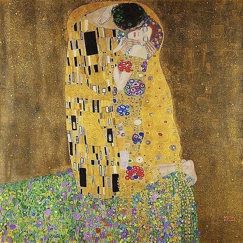 Gustav Klimt, Der Kuss. 1907/08. (Klimt,Gustav,1862-1918,Öl auf Leinwand,Österreich,Wien,Belvedere,IMAGNO/Austrian Archives,Kuss,Paar, Junge,Klimt, Gustav klimt,wiener Jugendstil,Umarmung,Secession,Liebe,Ornament,sich küssen,innig,gold,ornamental)