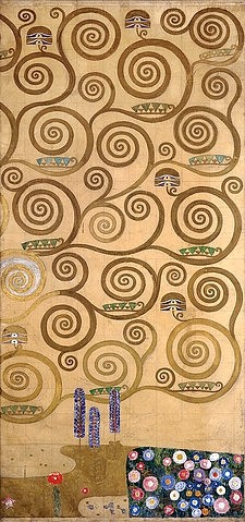 Gustav Klimt, Entwurf für den Stocletfries. Detail. 1905/09. (Klimt,Gustav,1862-1918,Mischtechnik,20. Jahrhundert,Jugendstil,Wiener Moderne,Belgien,Belgien,Wiener Secession,stoclet fries,stoclet-fries,lebensbaum,ornamental,ornamente,zweige,vogel,äste,verästelung)