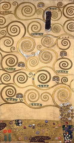 Gustav Klimt, Entwurf für den Stocletfries. Detail. 1905/09. (Klimt,Gustav,1862-1918,Mischtechnik,20. Jahrhundert,Jugendstil,Wiener Moderne,Belgien,Belgien,Wiener Secession,stoclet fries,stoclet-fries,lebensbaum,ornamental,ornamente,zweige,vogel,äste,verästelung)