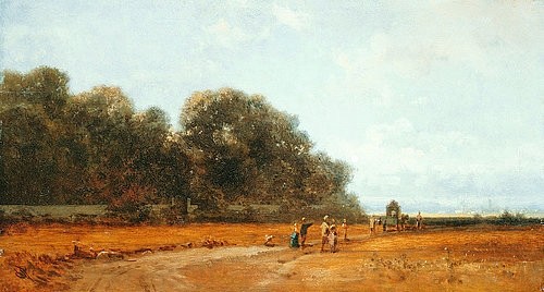 Carl Spitzweg, Am Nymphenburger Park, München. (Spitzweg,Carl,1808-1885,Christie's Images Ltd,Öl auf Holz,19. Jahrhundert,Carl Spitzweg,München,Nymphenburger Park,Spaziergänger,Biedermeier,zeigen,Kutsche,Mauer,Parkmauer,vor der Stadt)