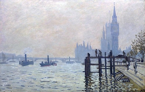 Claude Monet, Die Themse bei Westminster. Um 1871 (London,National Gallery,Monet,Claude,1840-1926,Öl auf Leinwand,19. Jahrhundert,Impressionismus,Stadtansicht,? Fine Art Images,französischer,Großbritannien,Claude Monet,Fluss,Themse,Nebel,nebelig,neblig,London,Hauptstadt,Houses of Parliament,Westminster Br)