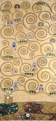 Gustav Klimt, Entwurf für den Stocletfries. Detail. 1905/09. (Klimt,Gustav,1862-1918,Mischtechnik,20. Jahrhundert,Jugendstil,Wiener Moderne,Belgien,Belgien,Wiener Secession,stoclet fries,stoclet-fries,lebensbaum,ornamental,ornamente,zweige,vogel,äste,verästelung)