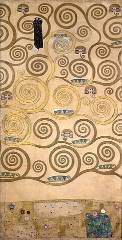 Gustav Klimt, Entwurf für den Stocletfries. Detail. 1905/09. (Klimt,Gustav,1862-1918,Mischtechnik,20. Jahrhundert,Jugendstil,Wiener Moderne,Belgien,Belgien,Wiener Secession,stoclet fries,stoclet-fries,lebensbaum,ornamental,ornamente,zweige,vogel,äste,verästelung)