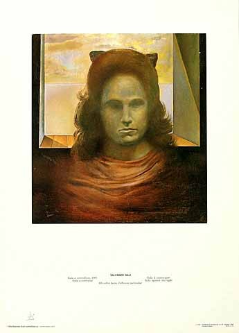 Salvador Dali, Portrait de Gala L105 (Gesicht, Portrait, Frau, Katzenohren, Büste, Sonnenlicht,  Klassische Moderne, Fantasie, Wohnzimmer, Treppenhaus, Malerei, bunt)