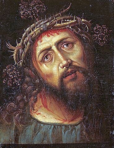 Albrecht Dürer, Ecce Homo (Christus mit der Dornenkrone). Um 1600 (Dürer,Albrecht,Öl auf Leinwand,doubliert,Christliche Kunst,Neues Testament,Kunsthalle Bremen,nach,Jesus Christus,ecce homo,Dornenkrone,Passion,Blut)