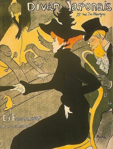 Henri de Toulouse-Lautrec, Divan Japonais. 1892-94 (Toulouse-Lautrec,Henri de,1864-1901,Lithographie,19. Jahrhundert,20. Jahrhundert,Plakatkunst,Kunsthalle Bremen,Le Divan du Monde,theater,konzert,plakat,frankreich,französisch,frau,dame,Café-concert,Café à chansons,varieté,cabaret,publikum,orchester)