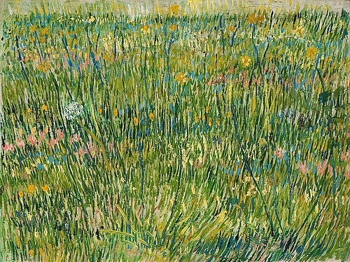 Vincent van Gogh, Rasenstück. 1887 (Gogh,Vincent van,1853-1890,Otterlo,Museum Kröller-Müller,Öl auf Leinwand,19. Jahrhundert,Post-Impressionismus,Vincent van Gogh,Rasenstück,Wiese,Feld,Gras,Gräser,Wiesenblumen,Wildblumen,grün,natur)