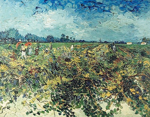 Vincent van Gogh, Der grüne Weingarten. 1888. (Landschaft, Weingarten, Landwirtschaft, Weinanbau, Horizont, Klassische Moderne, Impressionismus, Wohnzimmer, Treppenhaus, Wunschgröße, bunt)