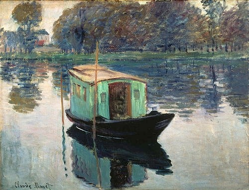 Claude Monet, Das Atelierboot. 1874 (Monet,Claude,1840-1926,Otterlo,Museum Kröller-Müller,Öl auf Leinwand,Boot,Atelier,Monet, Claude Monet, claude monet,französischer,impressionismus,französisch)