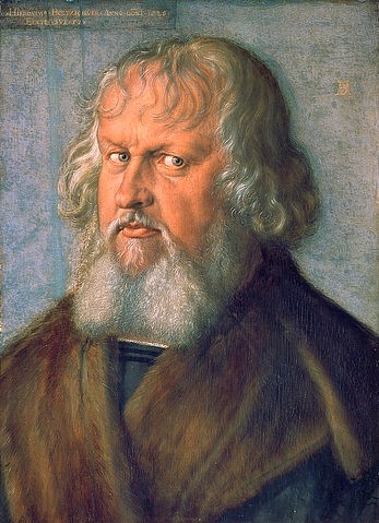 Albrecht Dürer, Bildnis des Hieronymus Holzschuher. 1526 (Porträt, Bildnis, alter Mann, Vollbart,strenger Blick, Pelzkragen, Bürgermeister,  Klassiker, Malerei, Wohnzimmer, Renaissance, Wunschgröße, bunt)