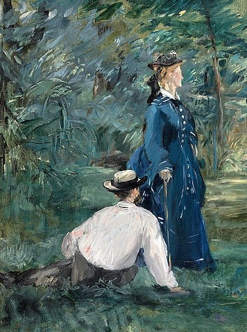 Édouard Manet, Krocketpartie. Detail. 1873 (siehe auch Bildnummer 957) (Städel Museum,Frankfurt am Main,Manet,Édouard,1832-1883,Öl auf Leinwand,19. Jahrhundert,Impressionismus,französischer,Copyright: Horst Ziegenfusz - ARTOTHEK,Copyright: Horst Ziegenfusz -ARTOTHEK,Edouard Manet,Krocketpartie,Krocket,draußen,stehen,sitzen,Ma)