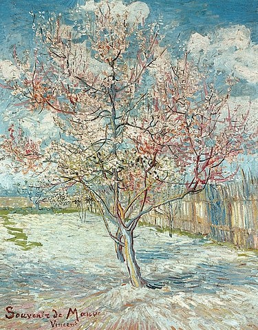 Vincent van Gogh, Blühende Pfirsichbäume (Souvenir de Mauve). 1888. (Gogh,Vincent van,1853-1890,Otterlo,Museum Kröller-Müller,Frühling,baum,Gogh, Vincent,Baum,garten,pfirsichbaum,pink,jahreszeit,natur,holländisch,niederländisch)