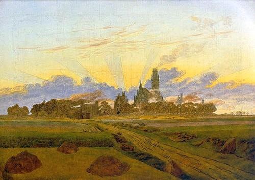 Caspar David Friedrich, Das brennende Neubrandenburg. 1835. (Hamburg,Kunsthalle,Friedrich,Caspar David,1774-1840,Feuer,Unglücke,Brandenburg,Friedrich, Caspar David 1774-1840)