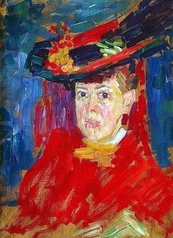 Alexej von Jawlensky, Bildnis Marianne von Werefkin. Um 1906 (Öl auf Karton,Der Blaue Reiter,Portrait,Expressionismus,Wiesbaden,Museum Wiesbaden,Dauerleihgabe des Vereins zur Förderung der bildenden Kunst in Wiesbaden e. V.,Sammlung Hanna Bekker vom Rath,Jawlensky,Alexej von,1864-1941,Jawlensky, Alexej von,Blauer Re)