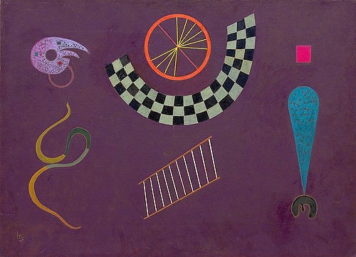 Wassily Kandinsky, Band mit Karrees (Ruban aux carrés). 1944 (Klassische Moderne, Malerei, abstrakte Kunst, geometrische Formen, abstrakte Muster, Linien, Kreise, Dreiecke, Bögen, Wohnzimmer, Büro, Arztpraxis, Wunschgröße, bunt)