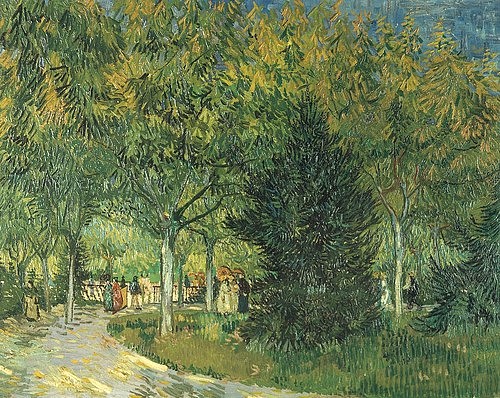 Vincent van Gogh, Promenadenpark mit Spaziergängern, Jardin du Poète (Arles). 1888 (Garten, Park, Weg, Bäume, Jardin du Poete, Arles, Südfrankreich, Spaziergänger, Klassische Moderne, Impressionismus, Wohnzimmer, Treppenhaus, Wunschgröße, bunt)