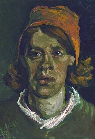 Vincent van Gogh, Kopf einer Frau. Nuenen, April 1885. (Portrait, Frau, Bäuerin, Kopfbdeckung, Haube, derb, Profil, Menschen, Studie, kartoffelesserin, Klassische Moderne, Impressionismus, Wohnzimmer, Treppenhaus, Wunschgröße, bunt)