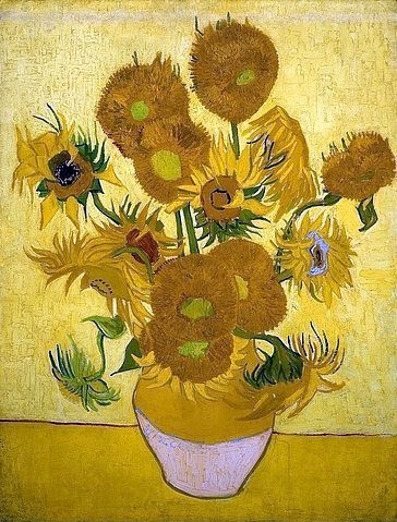 Vincent van Gogh, Sonnenblumen. Arles, Januar 1889. (Gogh,Vincent van,1853-1890,Amsterdam,Van Gogh - Museum,Öl auf Leinwand,19. Jahrhundert,Post-Impressionismus,blumen,vase mit,gelb,gelbtöne,sonnenblume)