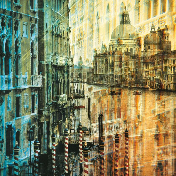 Gerd Weissing, VENICE I (Venedig, Palazzi, Paläste, Canal Grande, modern, Wohnzimmer, Treppenhaus, Büro, Fotokunst, Wunschgröße, bunt)