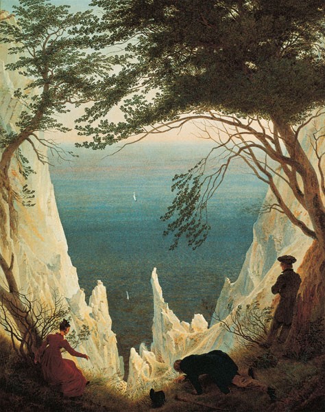 Caspar David Friedrich, DIE KREIDEFELSEN VON RÜGEN (Kreidefelsen, Rügen, Insel, Ostsee, Landschaft, Natur, Felsen, Steine, Ausblick, Spaziergänger, Klassiker, Wohnzimmer, Treppenhaus, Arztpraxis, Malerei, Romantik, Wunschgröße, bunt)