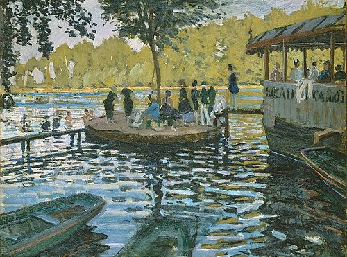 Claude Monet, La Grenouillère. 1869 (Impressionismus,französischer,19. Jahrhundert,Öl auf Leinwand,New York,Metropolitan Museum,Monet,Claude,1840-1926,© Copyright Artokoloro Quint Lox Limited,© Copyright Artokoloro Quint Lox Limited,Copyright Artokoloro,Claude Monet,Badeplatz, Bootsverleih,S)