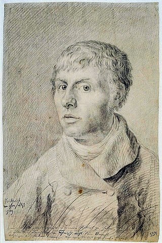 Caspar David Friedrich, Selbstbildnis. Um 1800 (Friedrich,Caspar David,1774-1840,Kopenhagen,Statens Museum,Schwarze Kreide auf Velinpapier,19. Jahrhundert,Portrait,Romantik,Historische Person,Selbstportrait,deutsche,Caroline Bardua,Caspar David Friedrich,Maler,mann,jung)